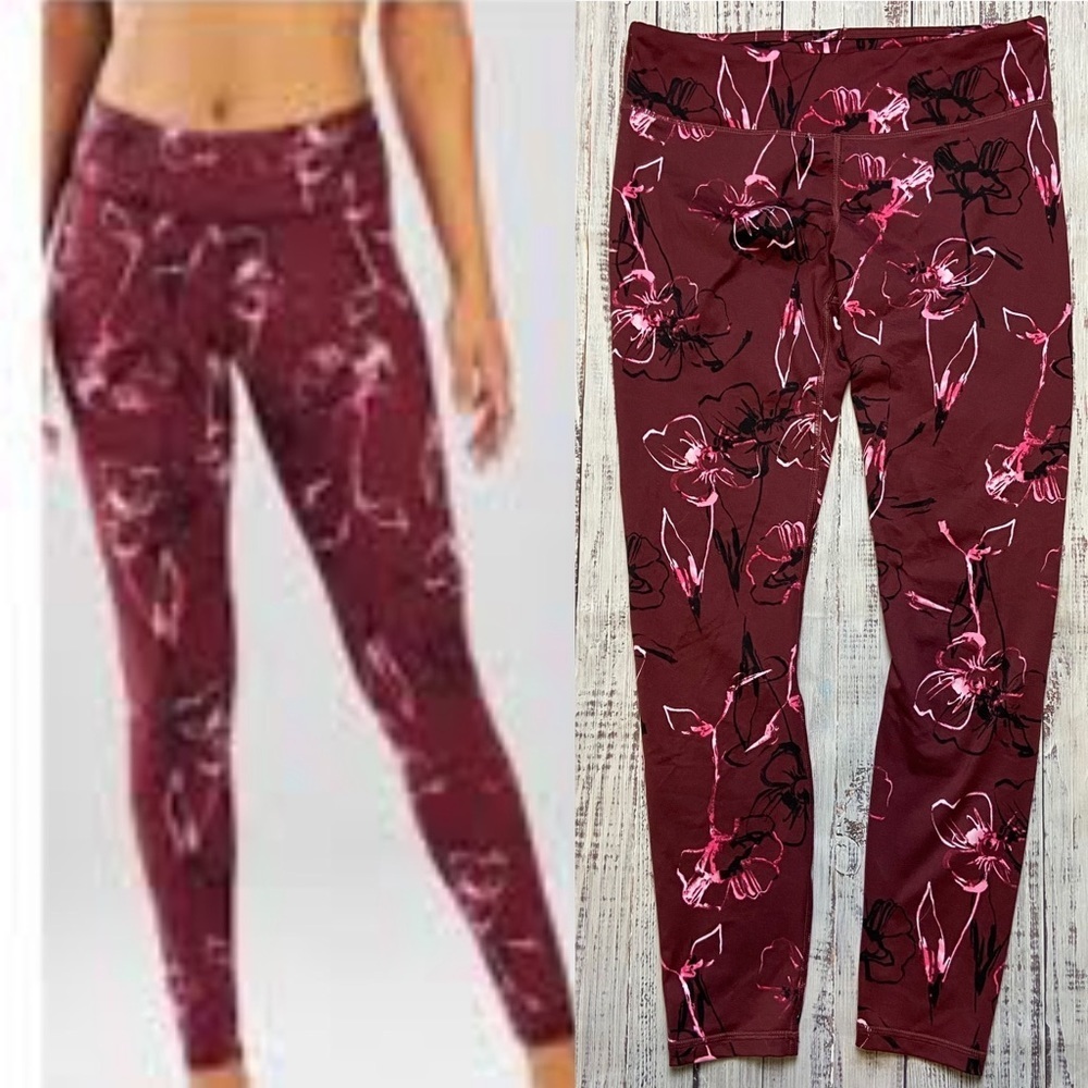 Fabletics Burgundy Floral Leggings